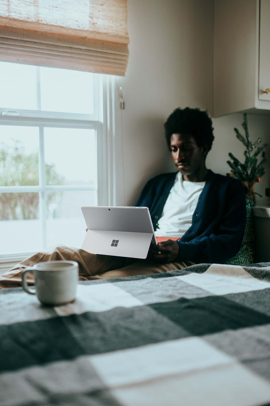 relaxed person coding at home